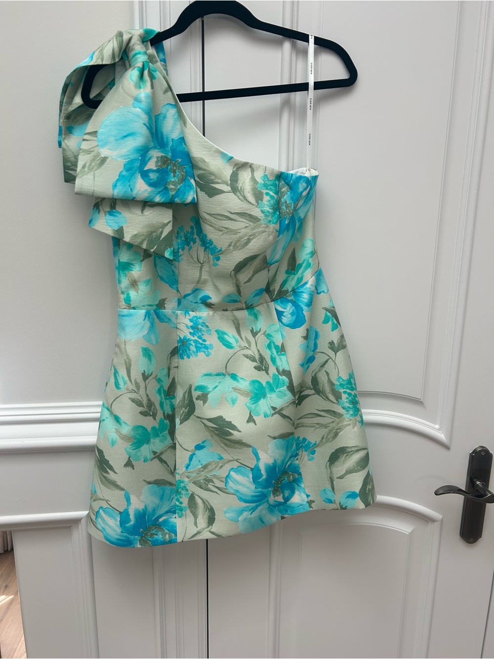 Ever New Aqua Floral One-Shoulder Ladies Dress
